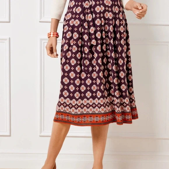 NWT TALBOTS PETITES VISCOSE FIT AND FLARE MIDI SKIRT 0P - Picture 2 of 6